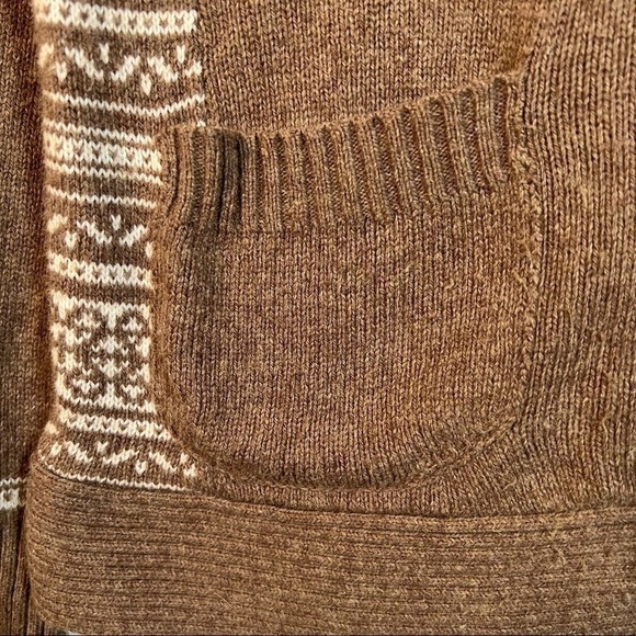 COLUMBIA ZIP CARDIGAN Size XS Brown/white design. Pockets Full Front Zip, Collar - Picture 2 of 9